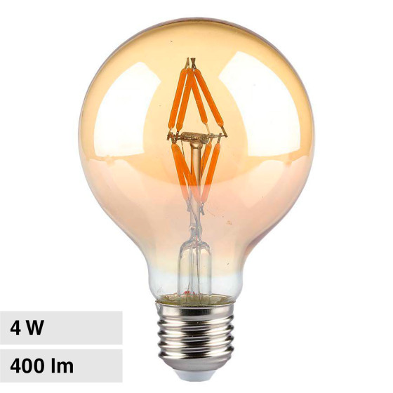 VT-2004 Lampadina LED E27 4W Bulb G80 Filament Vetro V-Tac VT-2004 Lampadina LED E27 4W Bulb G80 Filament Vetro V-Tac