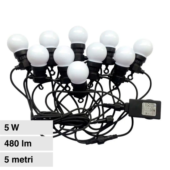 VT-70510 Catena da 10 Lampadine LED MiniGlobo IP44 V-Tac VT-70510 Catena da 10 Lampadine LED MiniGlobo IP44 V-Tac