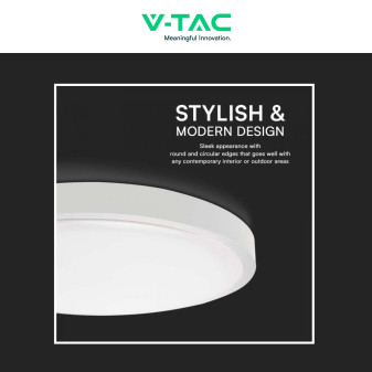 VT-8618 Plafoniera LED Rotonda 18W SMD IP44 Colore Bianco V-Tac
