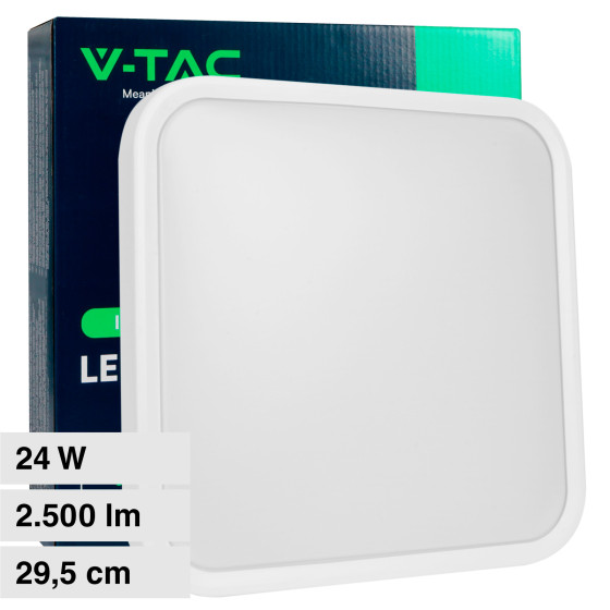 VT-8624 Plafoniera LED Quadrata 24W SMD IP44 Colore Bianco V-Tac VT-8624 Plafoniera LED Quadrata 24W SMD IP44 Colore Bianco V-Tac