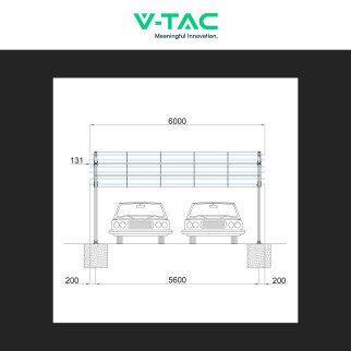 V-Tac Kit Pensilina in Metallo da 2 Posti Auto per Pannelli Fotovoltaici V-Tac Kit Pensilina in Metallo da 2 Posti Auto per Pannelli Fotovoltaici