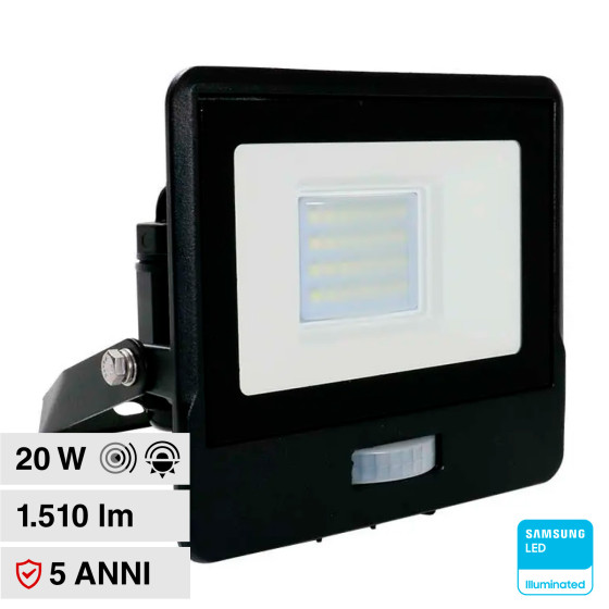 VT-128S Faro LED 20W SMD Chip Samsung con Sensore IP65 V-Tac VT-128S Faro LED 20W SMD Chip Samsung con Sensore IP65 V-Tac