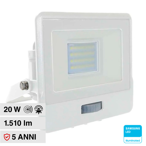 Faro LED 20W SMD VT-128S Chip Samsung con Sensore IP65 V-Tac Faro LED 20W SMD VT-128S Chip Samsung con Sensore IP65 V-Tac