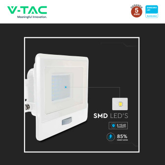 Faro LED 30W SMD Chip VT-138S Samsung con Sensore IP65 V-Tac