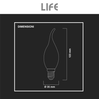 Lampadina LED E14 6,5W Candela CF35 Filament in Vetro Milky Life