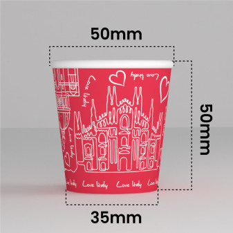 50 Bicchierini da Caffè in Carta Bio Italy Red da 65ml