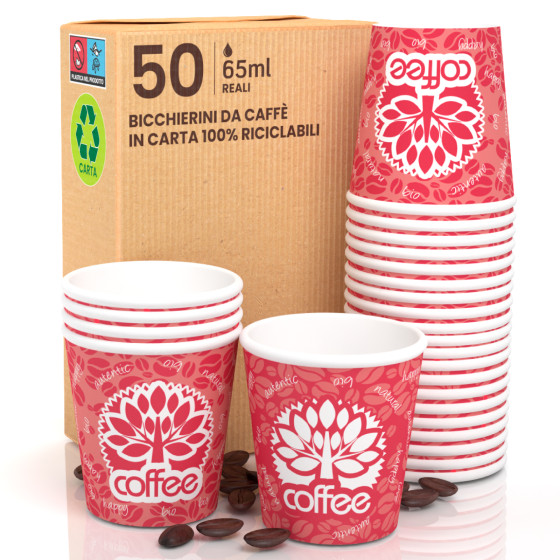 50 Bicchierini da Caffè in Carta Bio Red Forest da 65ml 50 Bicchierini da Caffè in Carta Bio Red Forest da 65ml