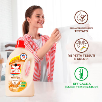 Detersivo Liquido 50 Lavaggi Marsiglia Omino Bianco