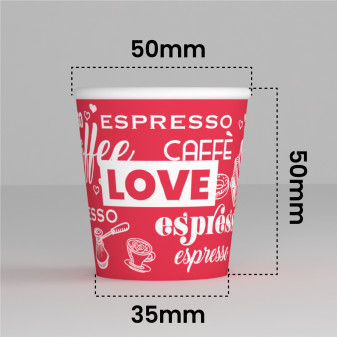 200 Bicchierini da Caffè in Carta Riciclabile LoveCup Mix da 65ml