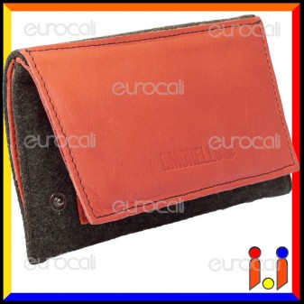 Il Morello Classic Portatabacco in Vera Pelle Arancione e Lana Cotta