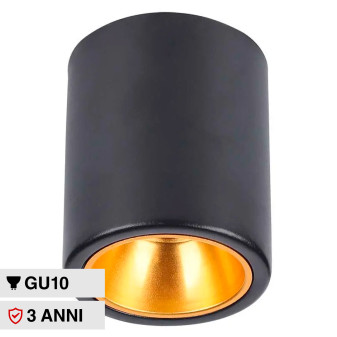 V-Tac VT-978 Portafaretto Rotondo per Lampadine GU10 in Alluminio Colore Nero...