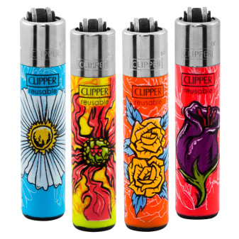 Clipper Abstract Plants Ricaricabili 4 Accendini a Pietrina