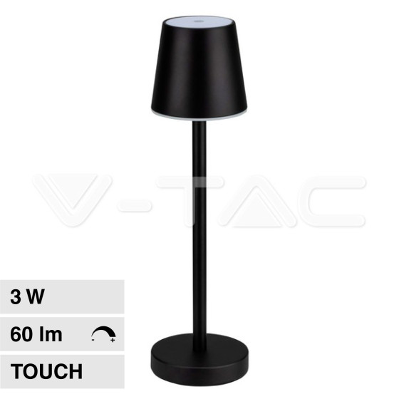 VT-7703 Lampada LED da Tavolo 3W Touch Dimmerabile Nera V-Tac VT-7703 Lampada LED da Tavolo 3W Touch Dimmerabile Nera V-Tac