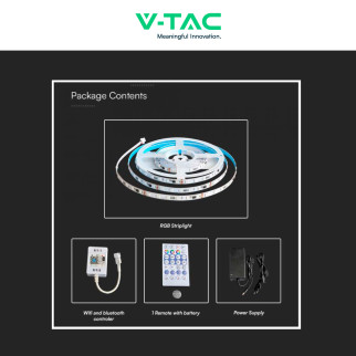 VT-5050 Striscia LED Flessibile Smart RGB con Telecomando 65W V-Tac