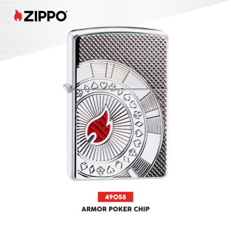 Accendino Zippo mod. 49058 Poker Chip Design Antivento Ricaricabile
