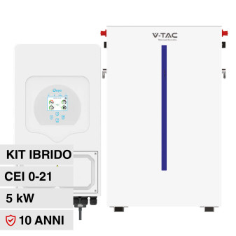 V-Tac Kit Inverter 5kW Monofase CEI 0-21 + Batteria LiFePO4 6,14kWh Impianto...