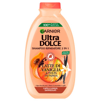 Garnier Ultra Dolce Shampoo Riparatore 2in1 con Latte di Vaniglia per Capelli...