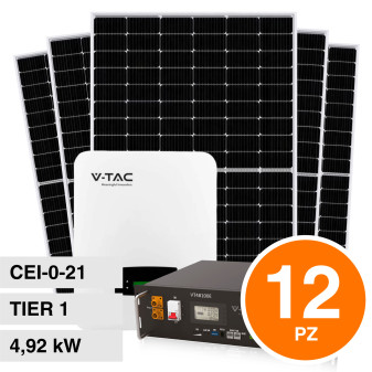 V-Tac Kit 4,92kW 12 Pannelli Solari Fotovoltaici 410W + Inverter Monofase +...