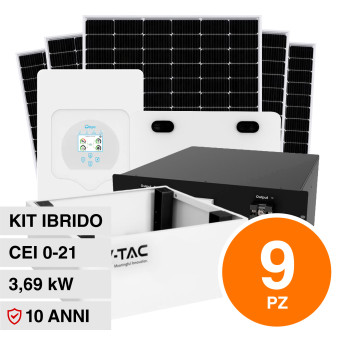 V-Tac Kit 3,69kW 9 Pannelli Solari Fotovoltaici 410W + Inverter Monofase +...