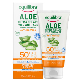 Equilibra Aloe Crema Solare Viso Anti-Age e Anti-Macchia SPF 50+ Protezione...