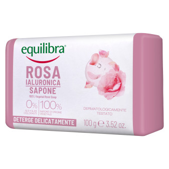 Equilibra Rosa Ialuronica Sapone Vegetale Delicato per Mani e Viso con Rosa...