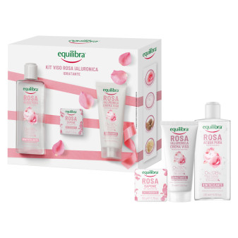 Equilibra Kit Viso Rosa Ialuronica Idratante con Sapone Solido Detergente +...