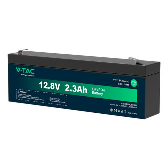 V-Tac VT-12.8V2.3AH-L Batteria LiFePO4 12,8V 2,3Ah con Attacchi T2 IP55 - SKU...