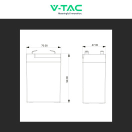 V-Tac VT-6.4V5AH-L Batteria LiFePO4 6,4V 5Ah - SKU 11943