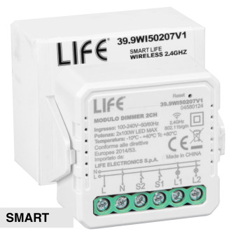 Life Modulo Relè Smart 2CH Ricevitore Interruttore Dimmer ON/OFF Wi-Fi 2,4...