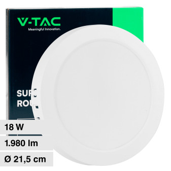 V-Tac VT-60018 Pannello LED Rotondo 18W SMD da Parete con Driver - SKU 7876 /...