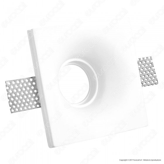 Portafaretto Quadrato da Incasso in Gesso per Lampadine GU10 e GU5.3 Portafaretto Quadrato da Incasso in Gesso per Lampadine GU10 e GU5.3