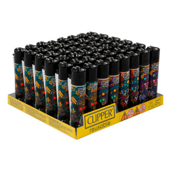 Clipper Large Accendino a Pietrina Grande Ricaricabile con Fantasia Skulls...