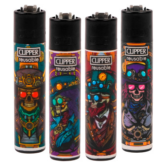 Clipper Large Accendino a Pietrina Grande Ricaricabile con Fantasia Skulls...