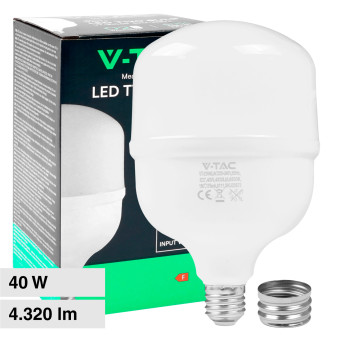 V-Tac VT-21040 Lampadina LED E27 / E40 Hi-Power 40W Tubolare T120 SMD - SKU...