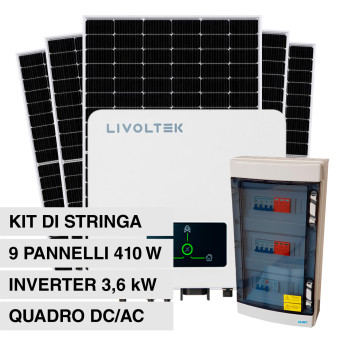 Kit On-Grid 9 Pannelli Solari V-Tac 410W + Inverter Livoltek Monofase 3,6kW...