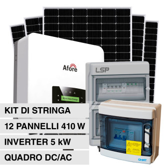 Kit On-Grid 12 Pannelli Solari V-Tac 410W + Inverter Monofase 5kW CEI 0-21 +...