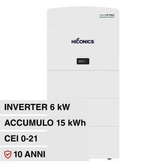 V-Tac Hiconics Kit All-In-One Fotovoltaico Inverter Monofase Ibrido 6kW +...