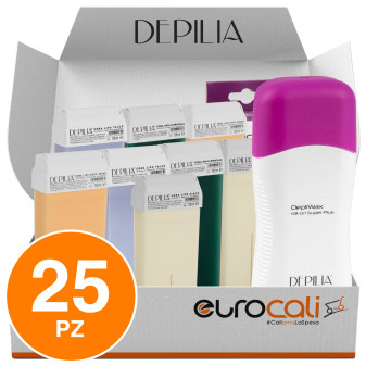 Kit Depilia Scaldacera Elettrico Depilwax Roll-On Super Plus + 24 Ricariche...