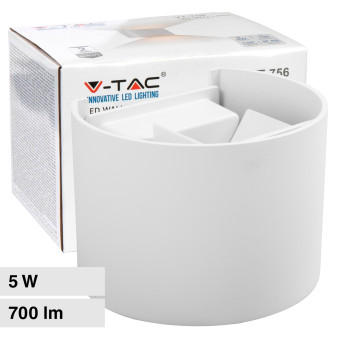 V-Tac VT-756 Lampada LED da Muro 5W Wall Light Bianca con Doppio LED SMD...