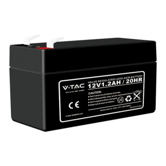 V-Tac VT-1.2-12 Batteria Piombo Acido 12V 1,2Ah con Attacchi T1 - SKU 23449