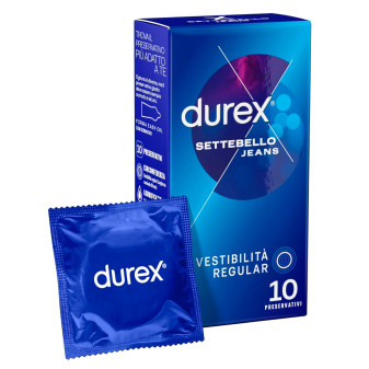 Preservativi Durex Settebello Jeans con Forma Easy On - Confezione da 10...