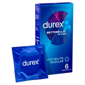 Preservativi Durex Settebello Jeans con Forma Easy On - Confezione da 6...