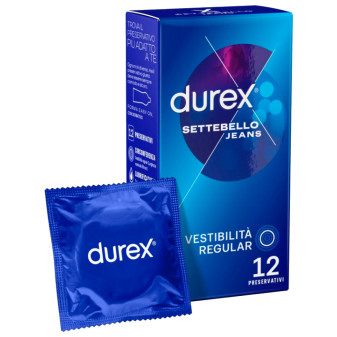 Preservativi Durex Settebello Jeans con Forma Easy On - Confezione da 12...