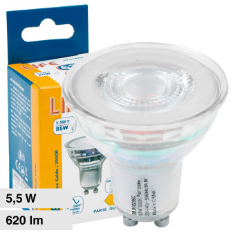 Life Lampadina LED PAR16 GU10 5,5W Faretto SMD in Vetro - mod. 39.910256C