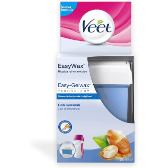 Veet EasyWax Roll-On Gambe e Corpo per Pelli Sensibili - Ricarica da 50ml