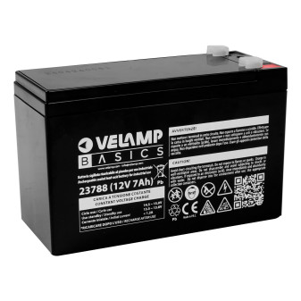 Velamp Batteria al Piombo 12V 7Ah Ricaricabile con Attacchi Faston - mod. 23788