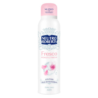 Neutro Roberts Deodorante Spray Fresco Monoi e Fresia 48h con Puro Olio di...