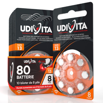 Udivita 80 Batterie per Protesi Acustiche Misura 13 Zinco Aria Tecnologia...