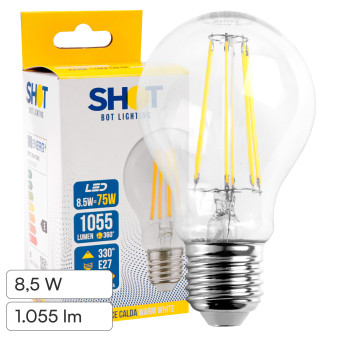 Bot Lighting Shot Lampadina LED E27 8,5W Bulb A60 Filamento Extra-Lungo -...