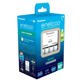 Panasonic Eneloop Caricabatterie Rapido BQ-CC51E + 4 Pile Stilo AAA 750 mAh